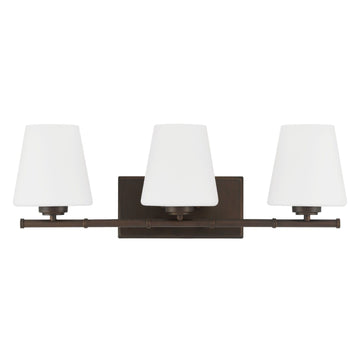 Fauna Grove 3 Light Medium 25 Inch Vanity Lighting Hunter Matte Bronze - Cased White 