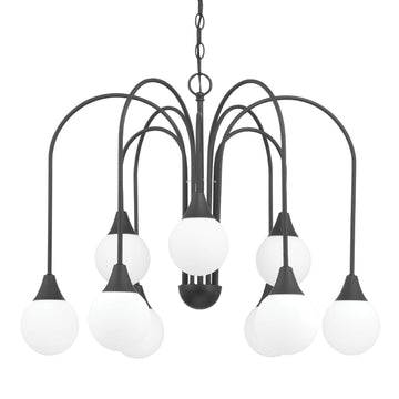 Valadon 9 Light Large 30 Inch Chandelier Lighting Hunter Matte Black - Cased White 